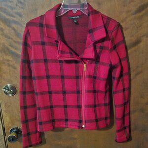 Luciano Dante Front Zipper Jacket Red/Black Plaid Asymmetric Women's Size S
